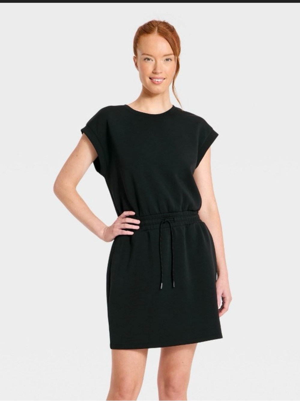 all in motion Black Casual Drawstring Mini Dress
